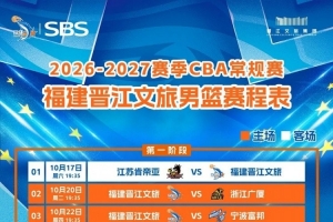 收藏备用｜福建晋江文旅男篮2026-27赛季CBA常规赛完整赛程出炉