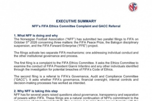 挪威足协正式致函FIFA：要求彻查和平奖、巴洛贡事件及FFE项目
